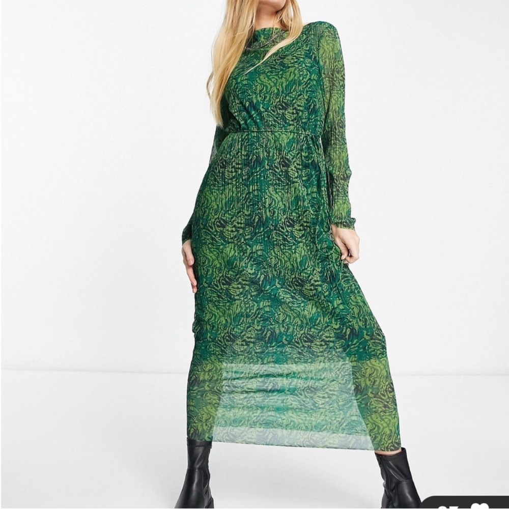 And other stories green mesh dress